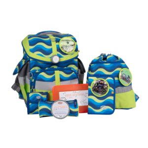 Schulranzenset School Mood TimelessAir Malte, Motiv Schlange, Spinne, blue-neon-green